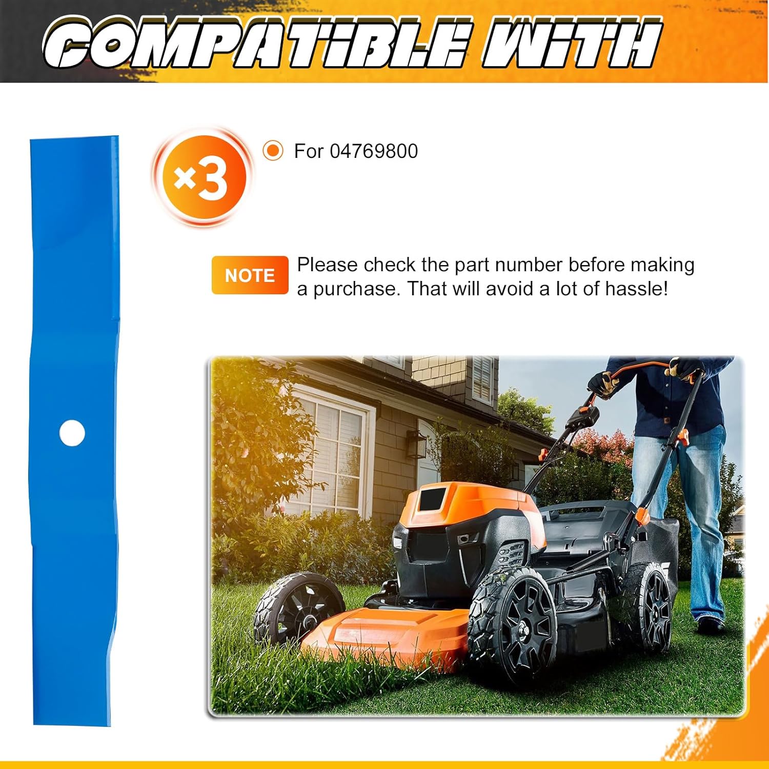 04769800 42" High Lift Blades for Ariens 42 inch Deck Zero-Turn Mower Ikon-X 42 Ikon-XL 42 Ikon-XL 42CE XD X42CE XL42 ZTX ZTXL 42 2-in-1 Mower Blade 47698/3 Pack, Blue
