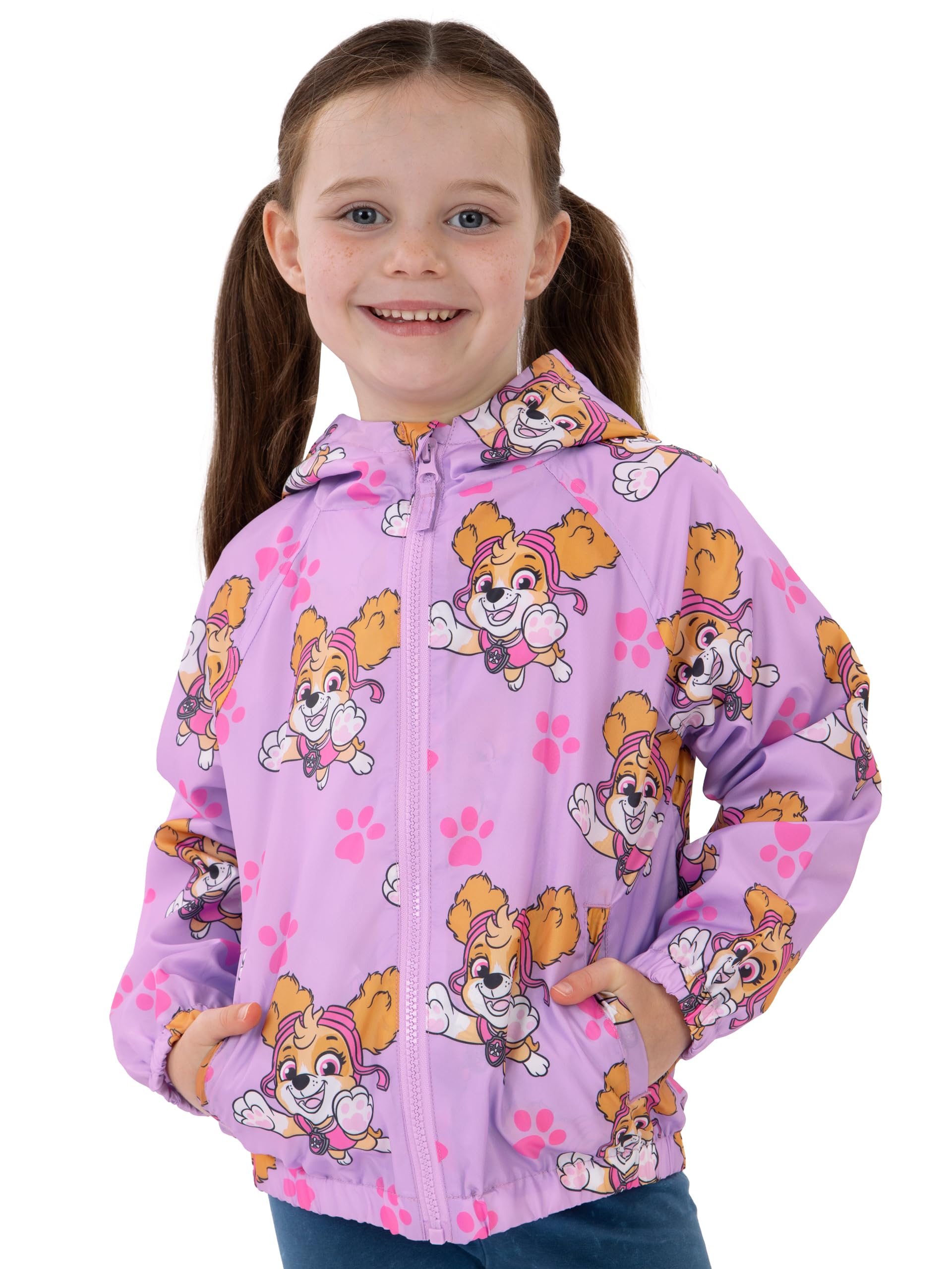 Paw Patrol Girls Pink Raincoat, Skye Rain Jacket, Water Resistant Raincoat For Kids, 4-5 Years