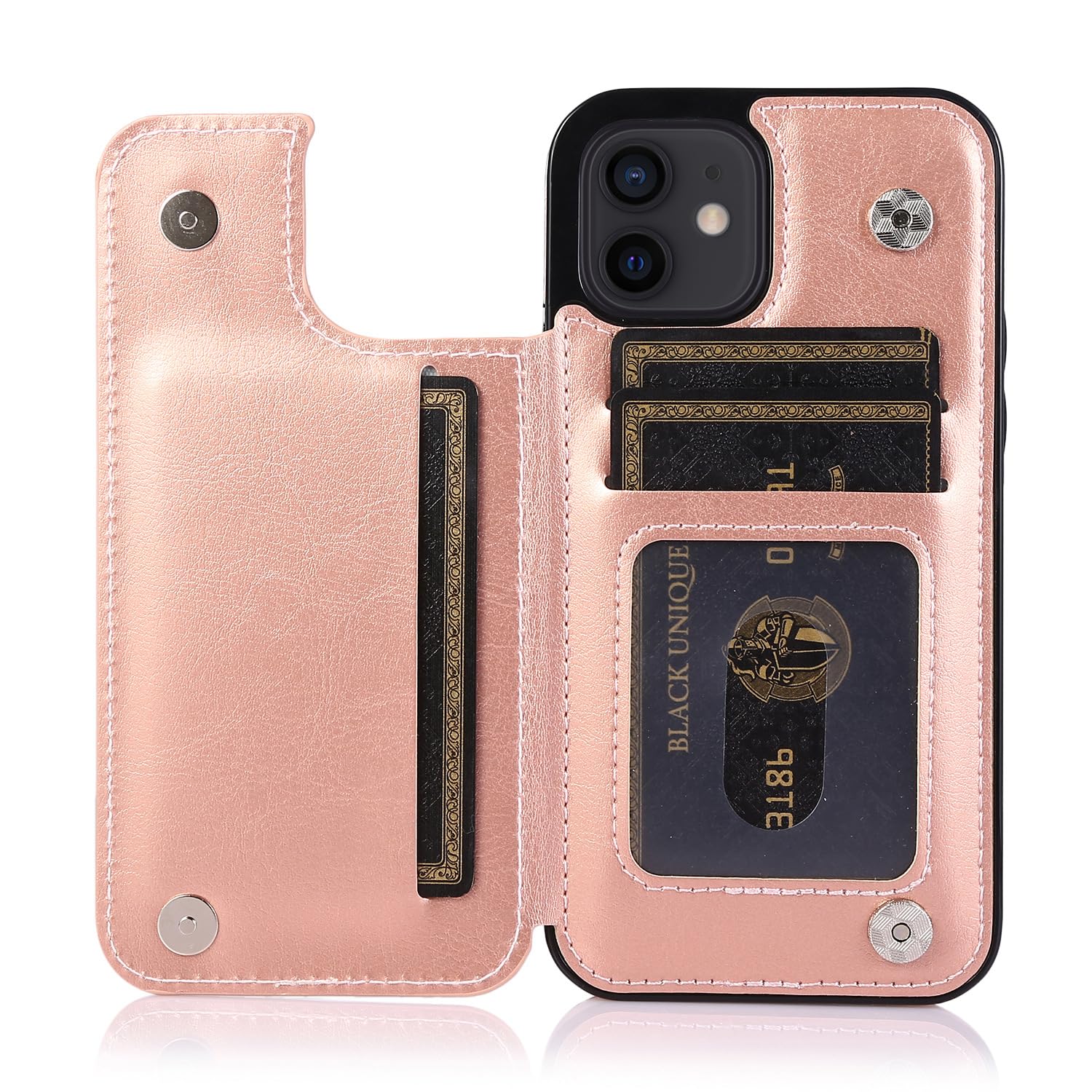 Custodia per Cellulare per iPhone 15/15pro/15pro Max/15 Plus, Copertura Protettiva Multifunzione con Doppia Fibbia Magnetica Modello Crazy Horse,15pro Max,Rose Red