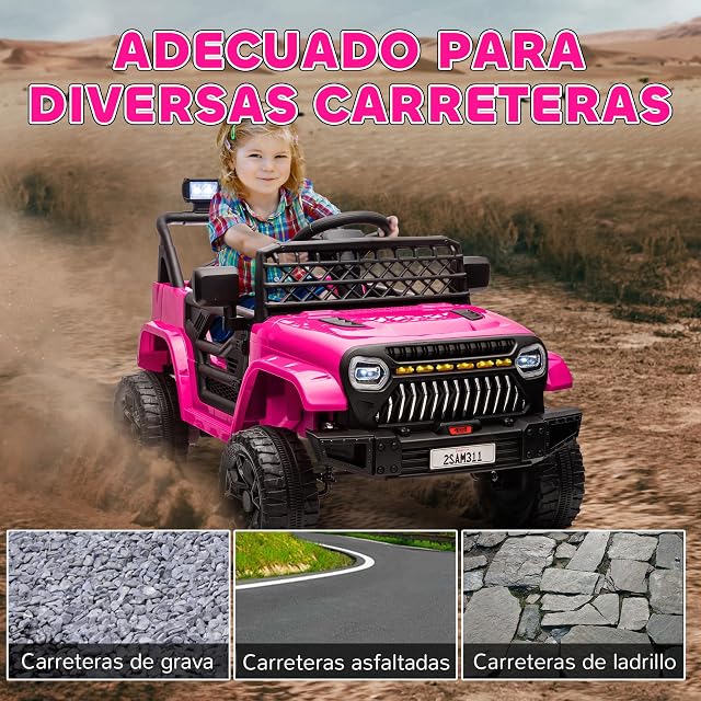 Foto 5 de 8 de AIYAPLAY Coche Eléctrico para Niños +3 Años 12V con Mando Rosa Fucsia