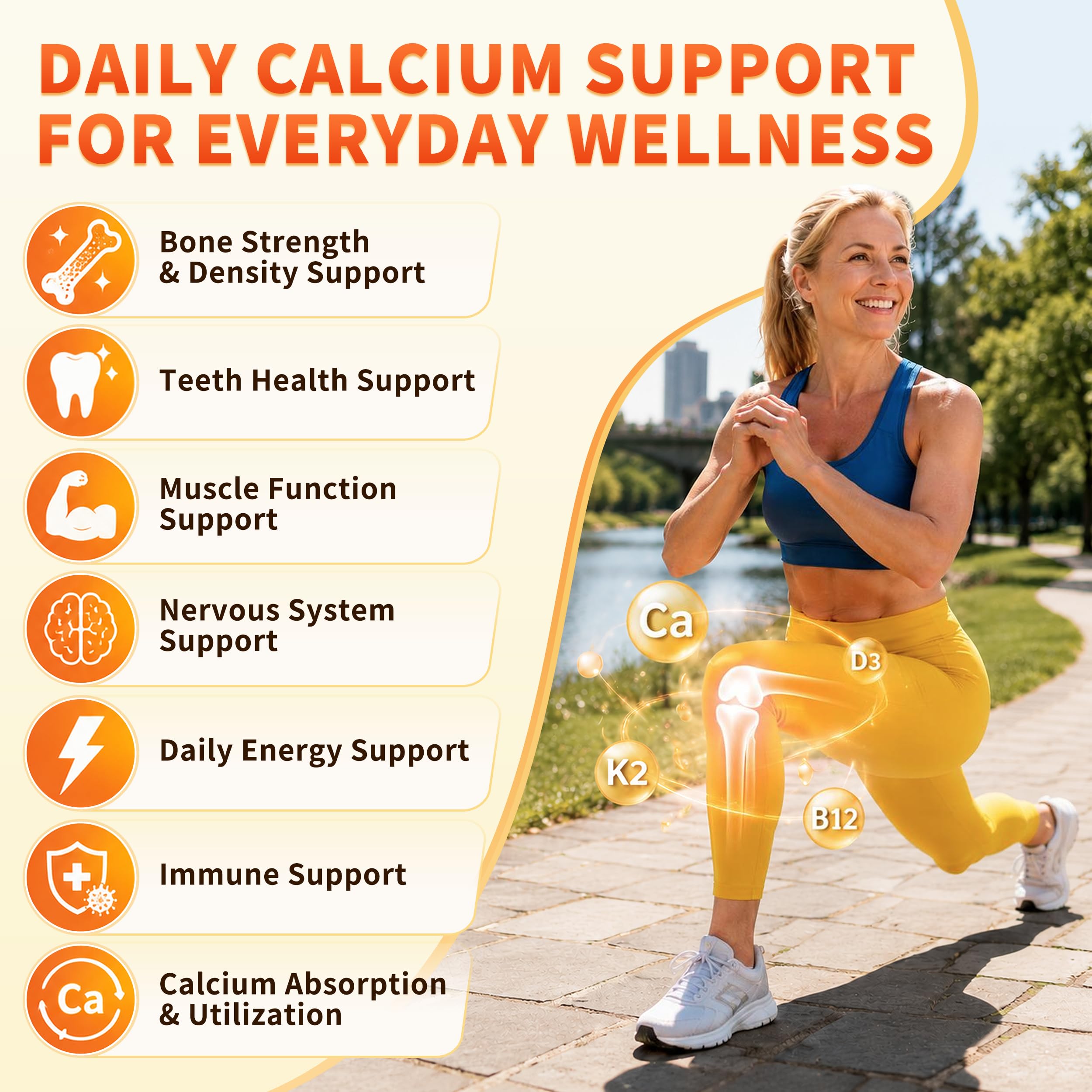 2 Pack - Calcium Citrate 1200mg Gummies with Vitamin D3, K2 & B12 for Women & Men – Highly Absorbable Calcium Supplements for Bone, Teeth, Energy & Immune Support – Sugar Free, Vegan, Orange Flavor — Amazon image 4