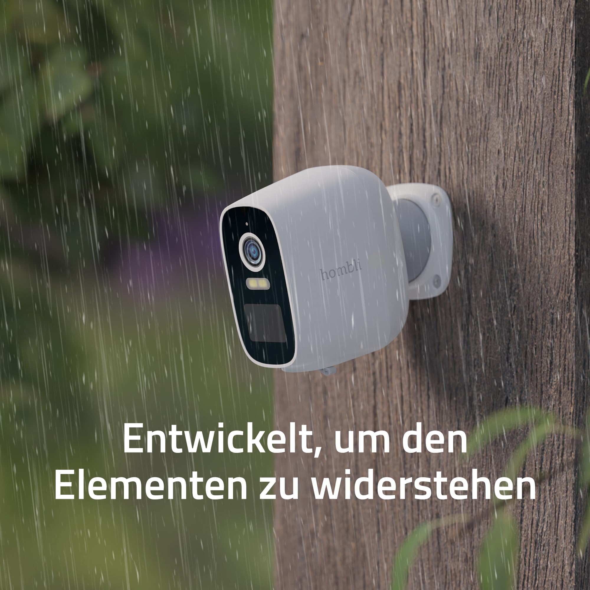 Hombli Battery Cam, Überwachungskamera mit Akku 2K, QHD, Nachtsicht, Weiß