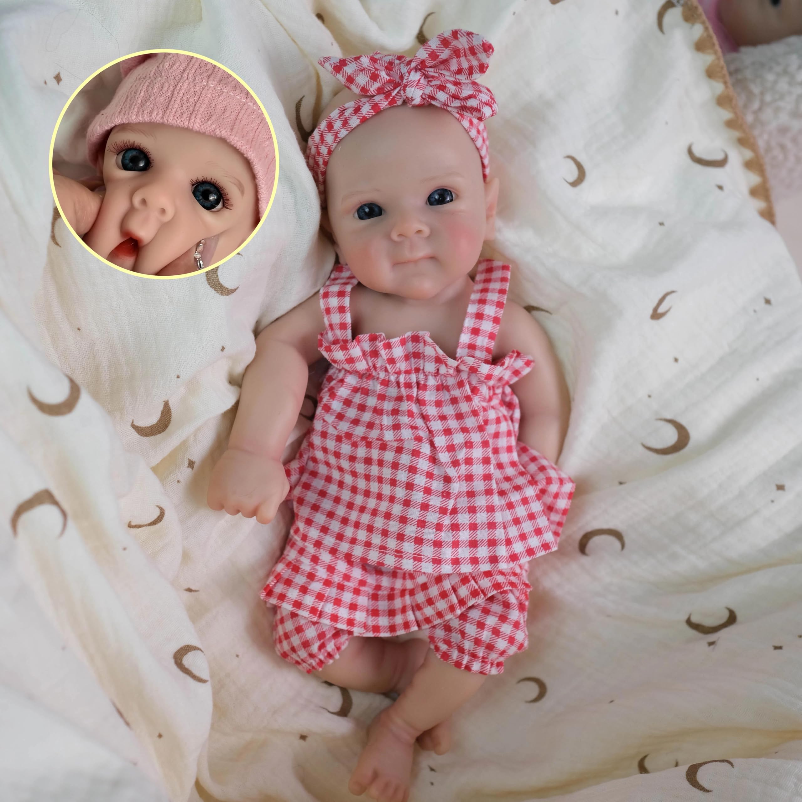 RXDOLL Realistyczne miękkie całe ciało solidne silikonowe lalki Reborn Baby Realistyczne małe lalki niemowlęce w rozmiarze Premie Girl Open Mouth Mini platynowe silikonowe lalki Reborn