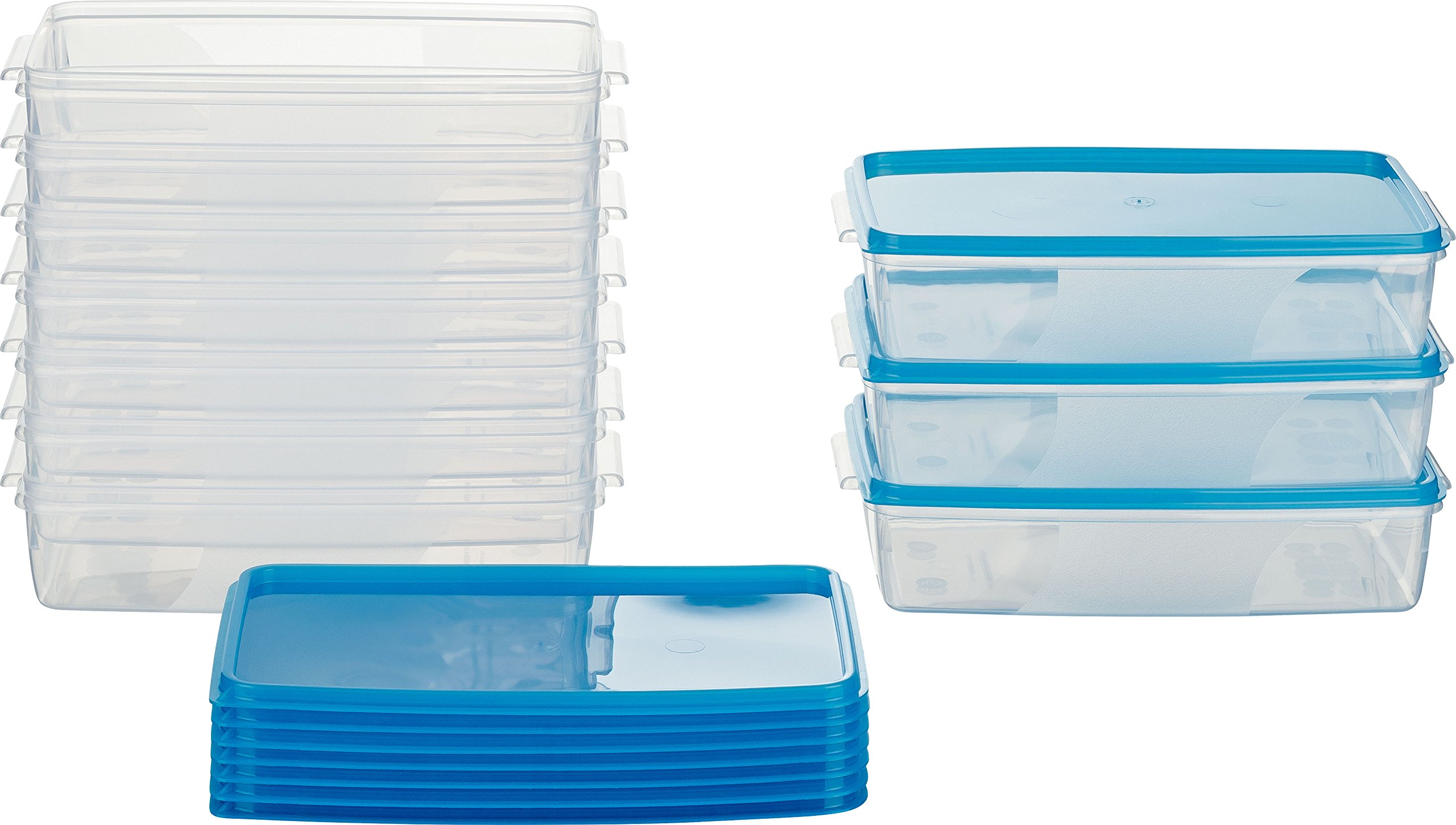 MiraHome Gefrierdosen 10x1L rechteckig blau – Vorratsdosen mit Deckel luftdicht – Transparente Frischhaltedosen mit Deckel – Aufbewahrungsbox Küche für Mealprep & Organisation – Austrian Quality