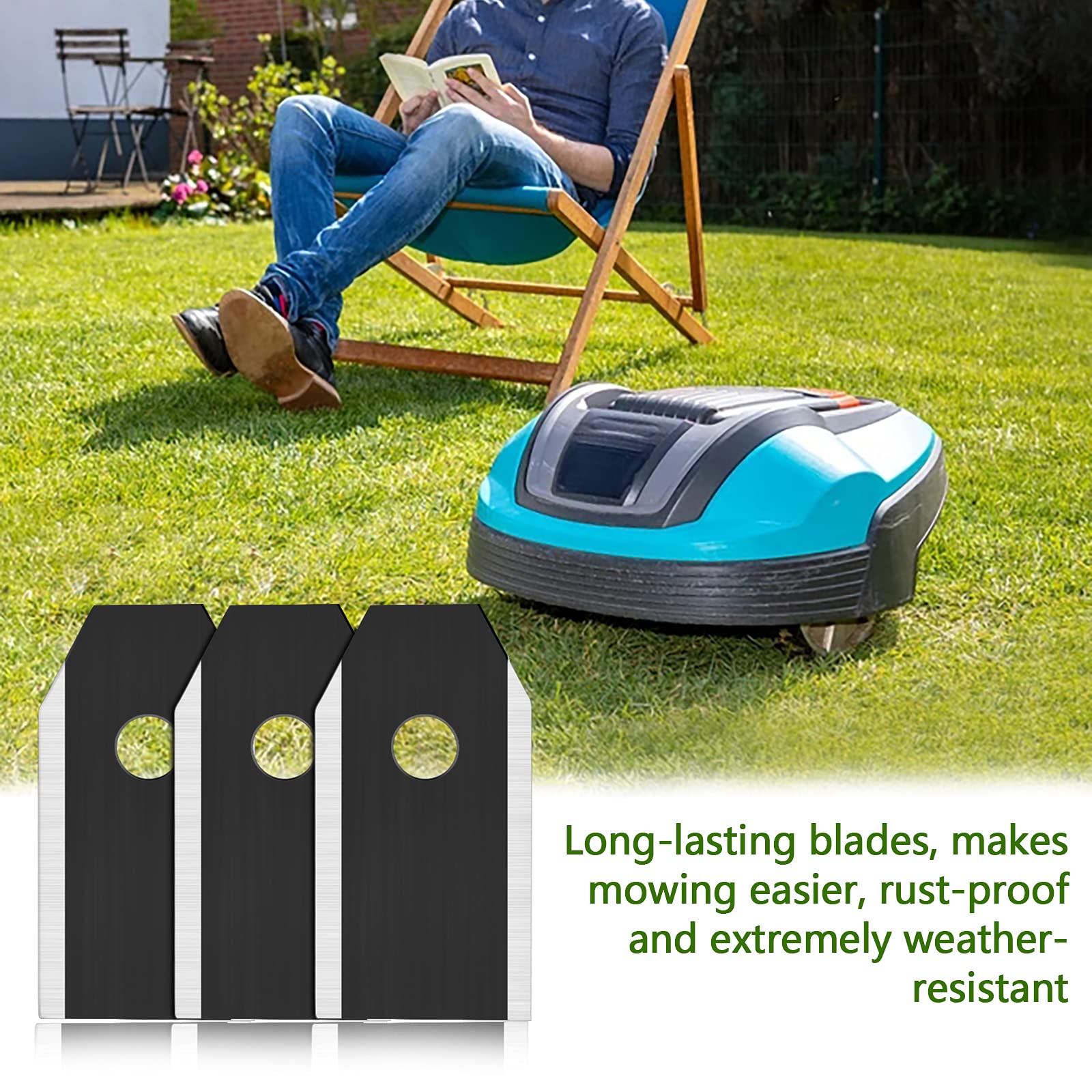 45 Lame Titanio Per Tosaerba Robot Husqvarna/Gardena - Ricambio Con Viti, Spessore 0.75 Mm - Foto 8