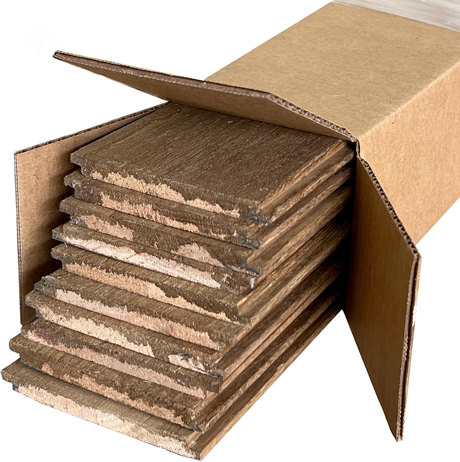 The Millwork Outlet Rustic Shiplap in Real Hardwood, 4 in. x 72 in., 10 Pack (Farmhouse Brown)