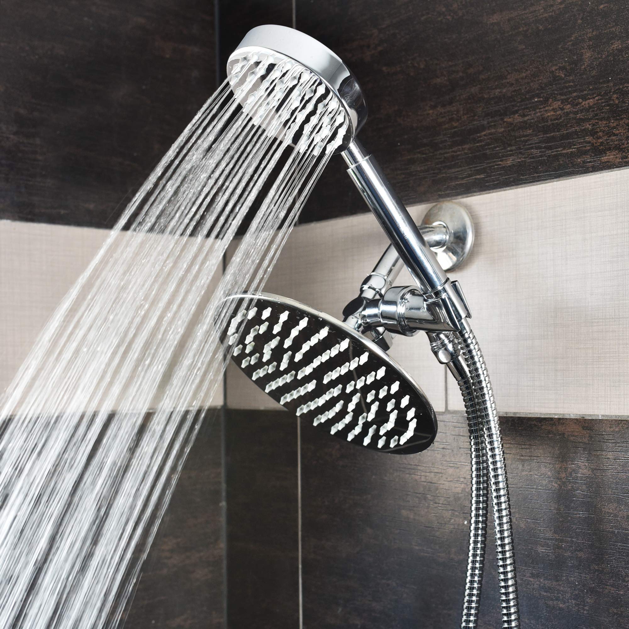 All Metal Hand Held Dual Shower Head Set, Chrome Hand Held Shower