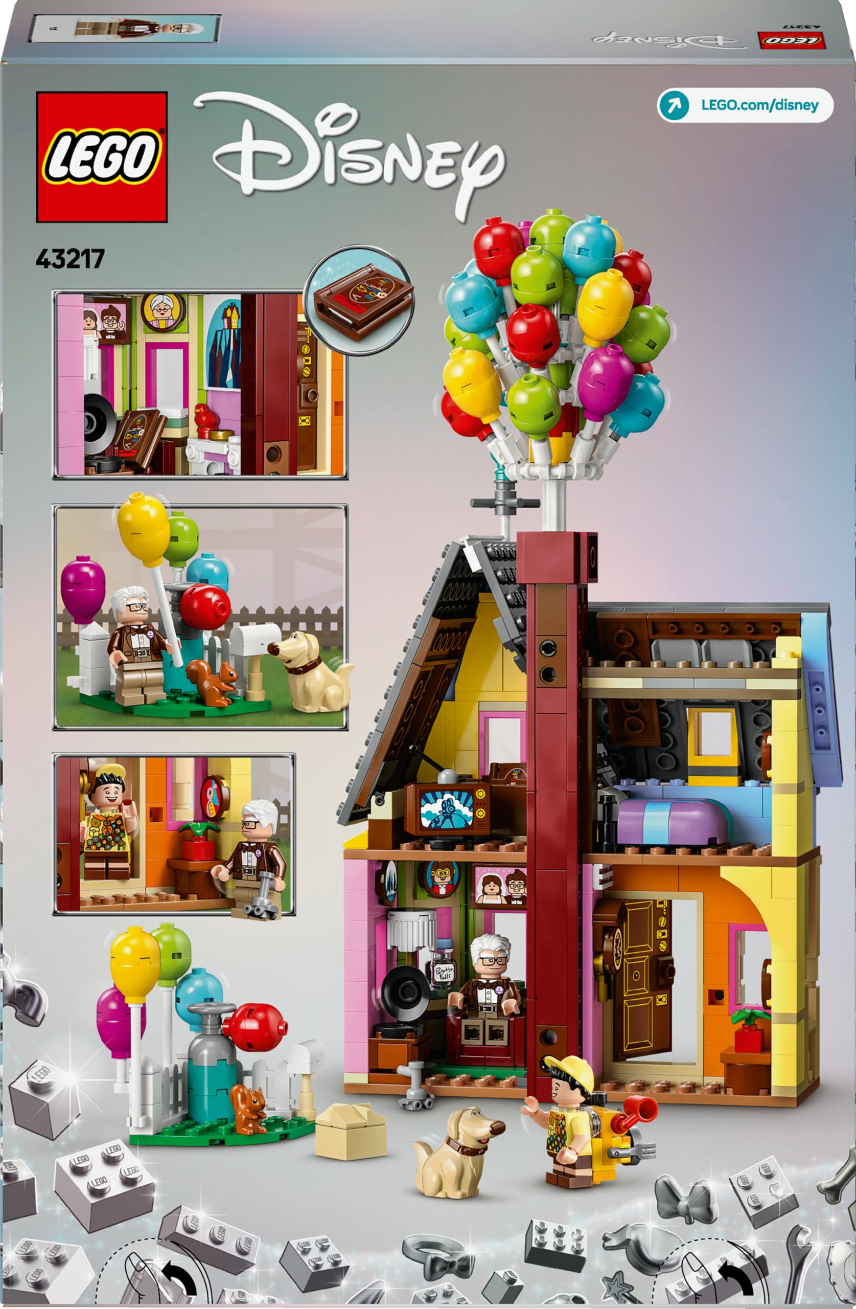 LEGO Disney e Pixar Casa di “Up”, Modellino da Costruire con Palloncini e Figure di Carl, Russell e Dug, Giochi per Bambini e Bambine da 9 Anni, Idea Regalo Iconica, Giocattolo da Collezione 43217