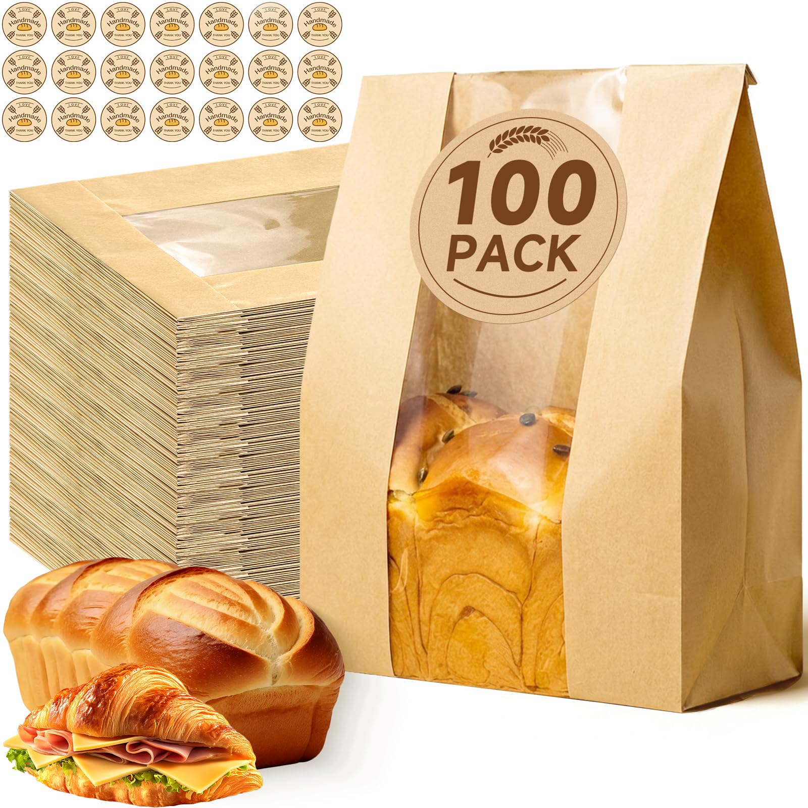 Tripho Kraft Paper Bread Bags 100-Pack