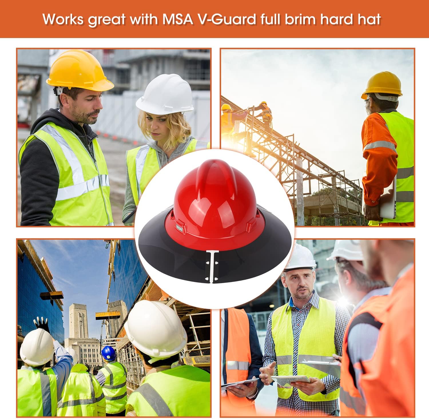 Premium Hard Hat Visor Compatible with Standard V-Gard Full Brim Attachment for Men or Women Working Outside