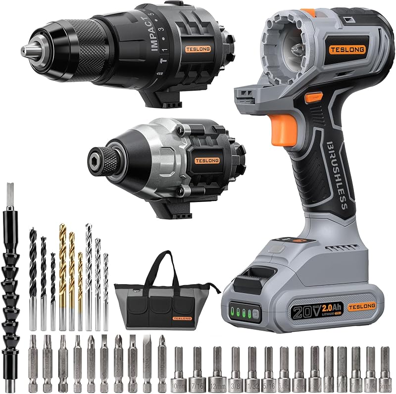 Teslong 20V MAX 2-in-1 Cordless Tool Kit, Impact Drill & Driver