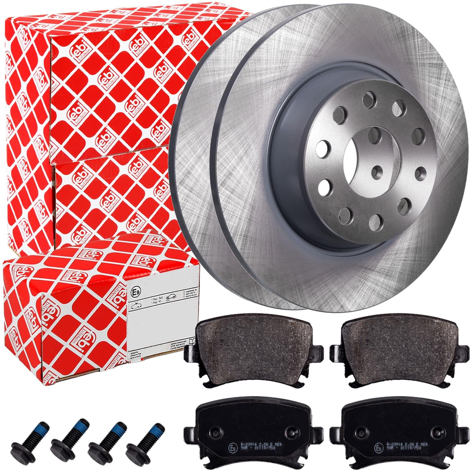 febi Bremsscheiben + Beläge hinten | 24382 + 16540 passend für Golf 5 6 Passat 3C A3