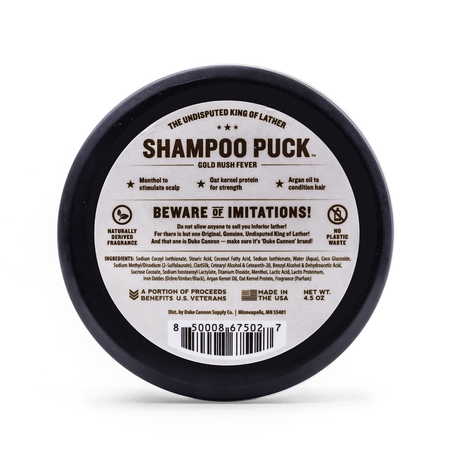 Duke Cannon Supply Co. Men*s Shampoo Puck, 4.5 oz. - Gold Rush Fever/Over 175 Washes/Sulfate-Free