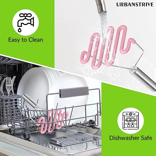 Miniatura 42 de Urbanstrive Herramienta de cocina de silicona antiarañazos, triturador de patatas, triturador de patatas, de acero inoxidable, envuelto en silicona