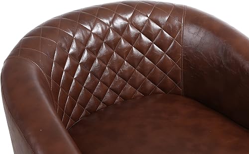 Miniatura 6 de Silla de barril, silla decorativa para sala de estar, moderna silla de piel sintética con cabezas de clavos, silla de bañera copetuda, silla de sofá