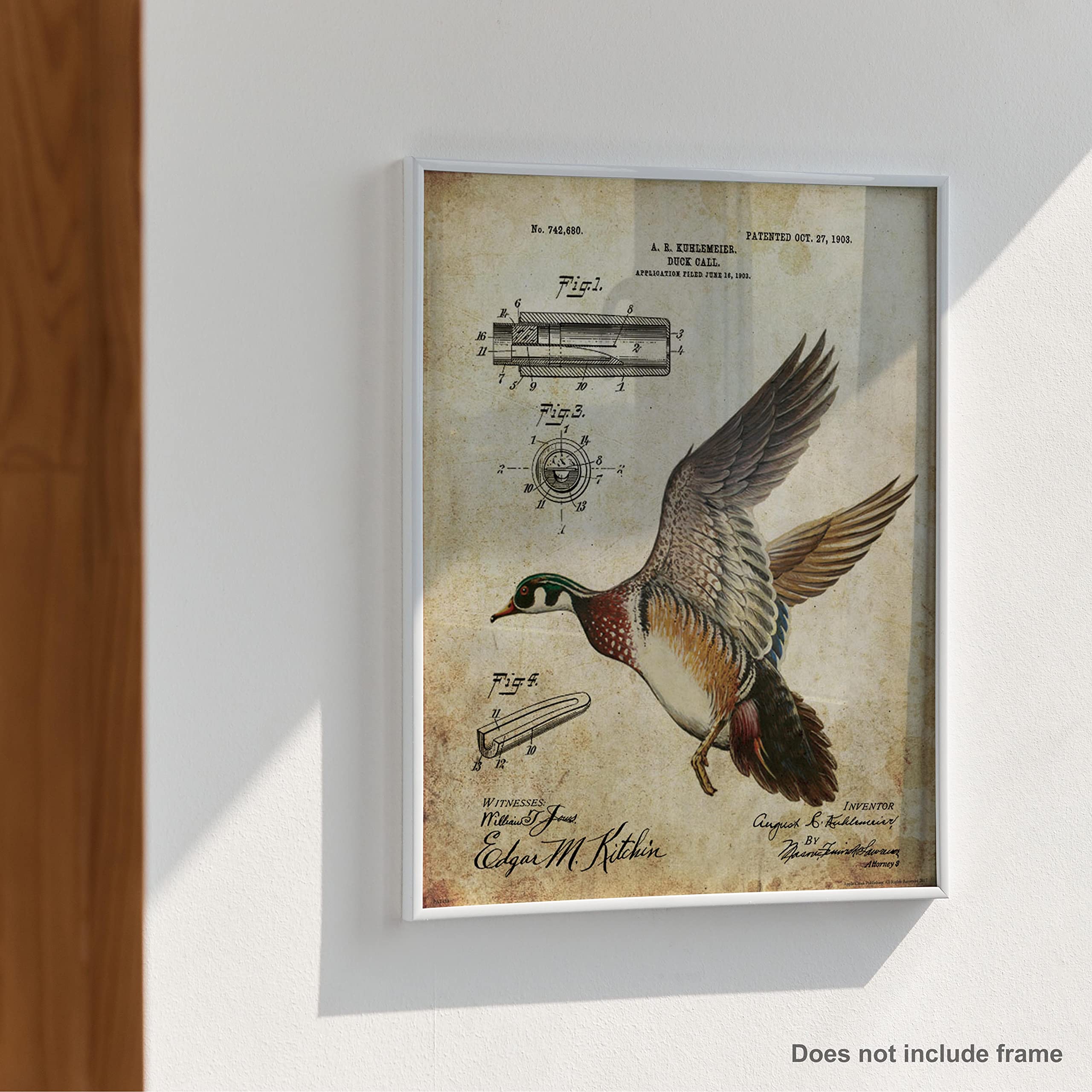 Amazon.co.jp: Duck Goose Call狩猟デコイ特許ポスターアート印刷