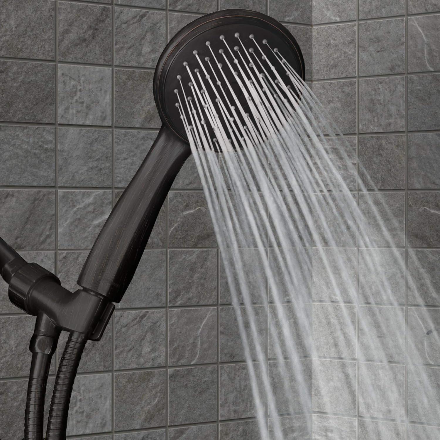 ShowerMaxx, Luxury Spa Series, 4 inch High Pressure Hand Held Shower Head with Long Stainless Steel Hose, MAXX-imize Your Shower with Showerhead in Oil Rubbed Bronze Finish - - 