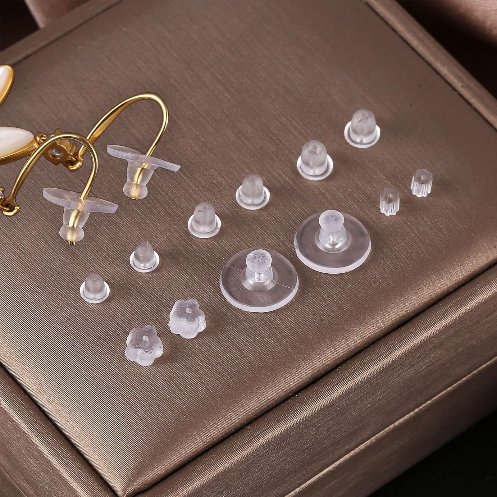 500 Pezzi Ferma Orecchini in Silicone Universale, Trasparenti Chiusure per Orecchini, Orecchino Chiusura Silicone, Tappo antiallergico per Orecchini in Silicone con Scatola di Immagazzinaggio