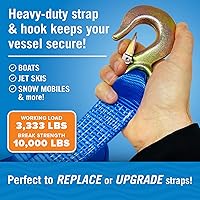Vista 2 de Correa de cabrestante para remolque de barco con gancho, repuesto resistente para remolque de manivela manual, 2 pulgadas x 20 pies, capacidad