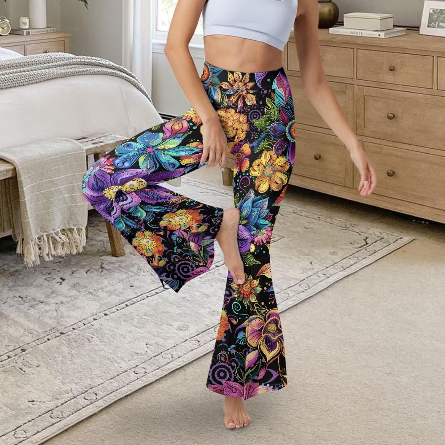 Flared Yoga Pants for Women Bell Bottom Leggings Plus Size Soft High Waisted Tummy Control Butt Liftin - Image 5