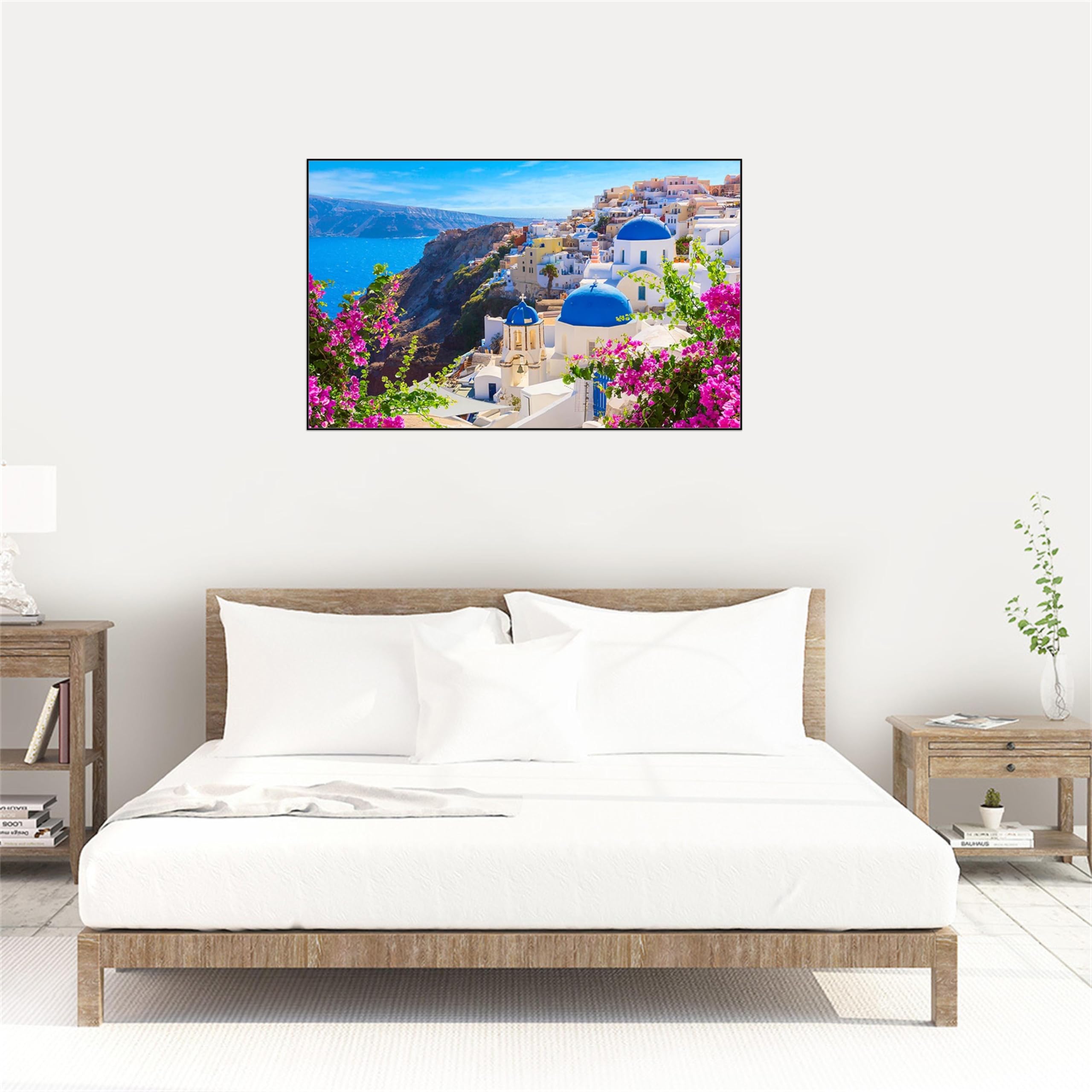 Stadt Leinwandbild Landschaftsbilder-Panorama Bild auf Leinwand-Stadt Gebäude-Schwarzer Rahmen Wandbilder für Wohnzimmer 20x30cm-8x12in
