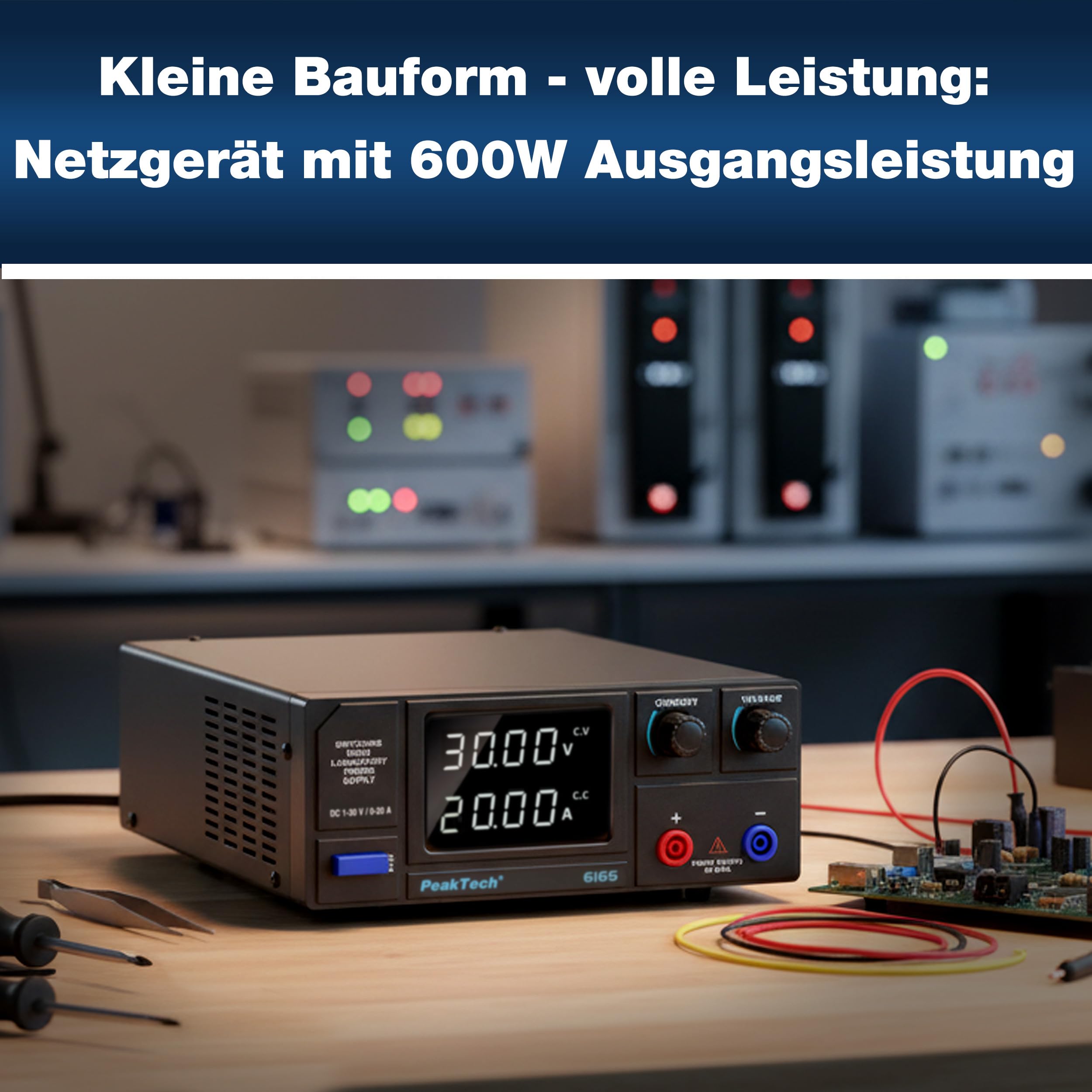 PeakTech 6165 - Labornetzteil DC 1-30V 0-20A 600W Labornetzgerät