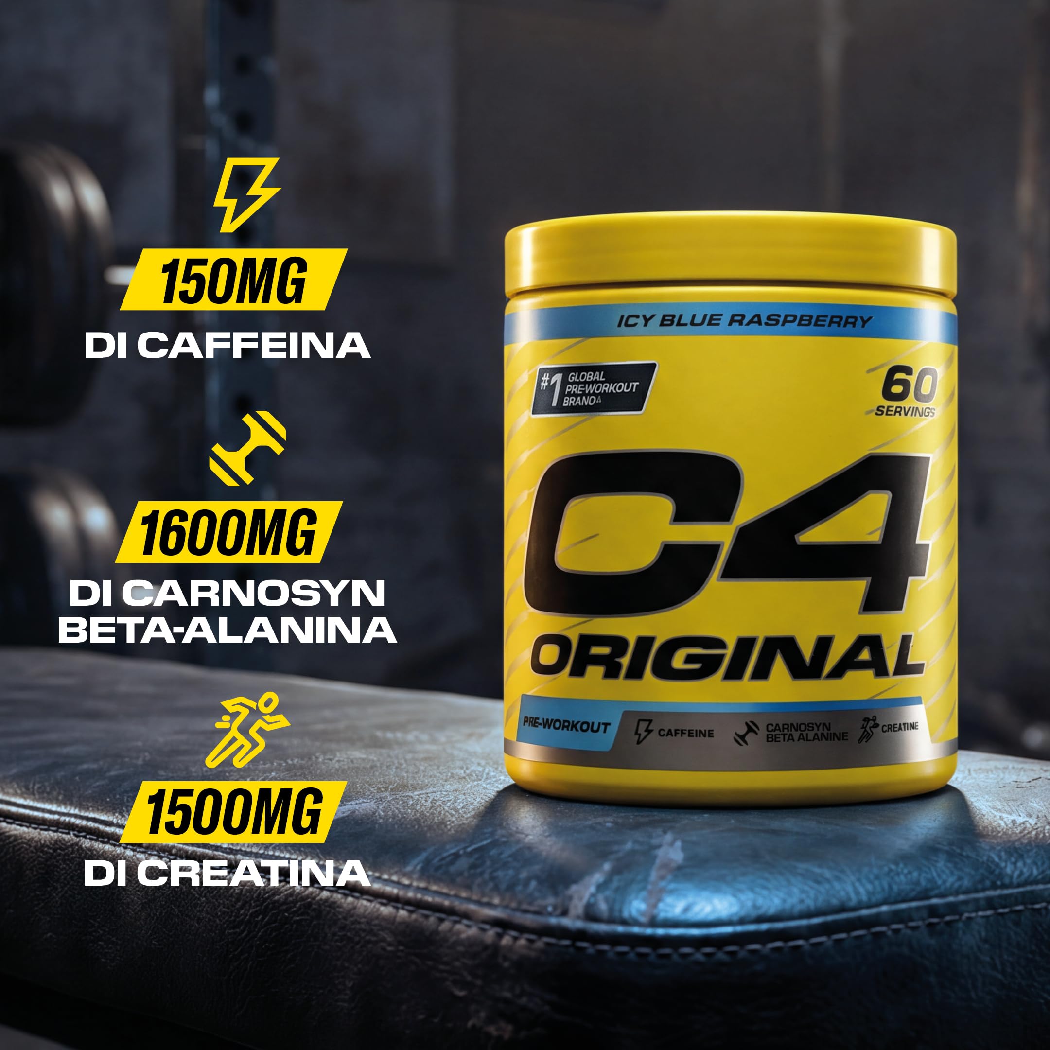 C4 Original Beta Alanine Sports Nutrition Bulk Pre Workout Powder per uomini e donne | I migliori integratori per bevande energetiche pre-allenamento | Creatina monoidrato | Orange Burst | 60 porzioni