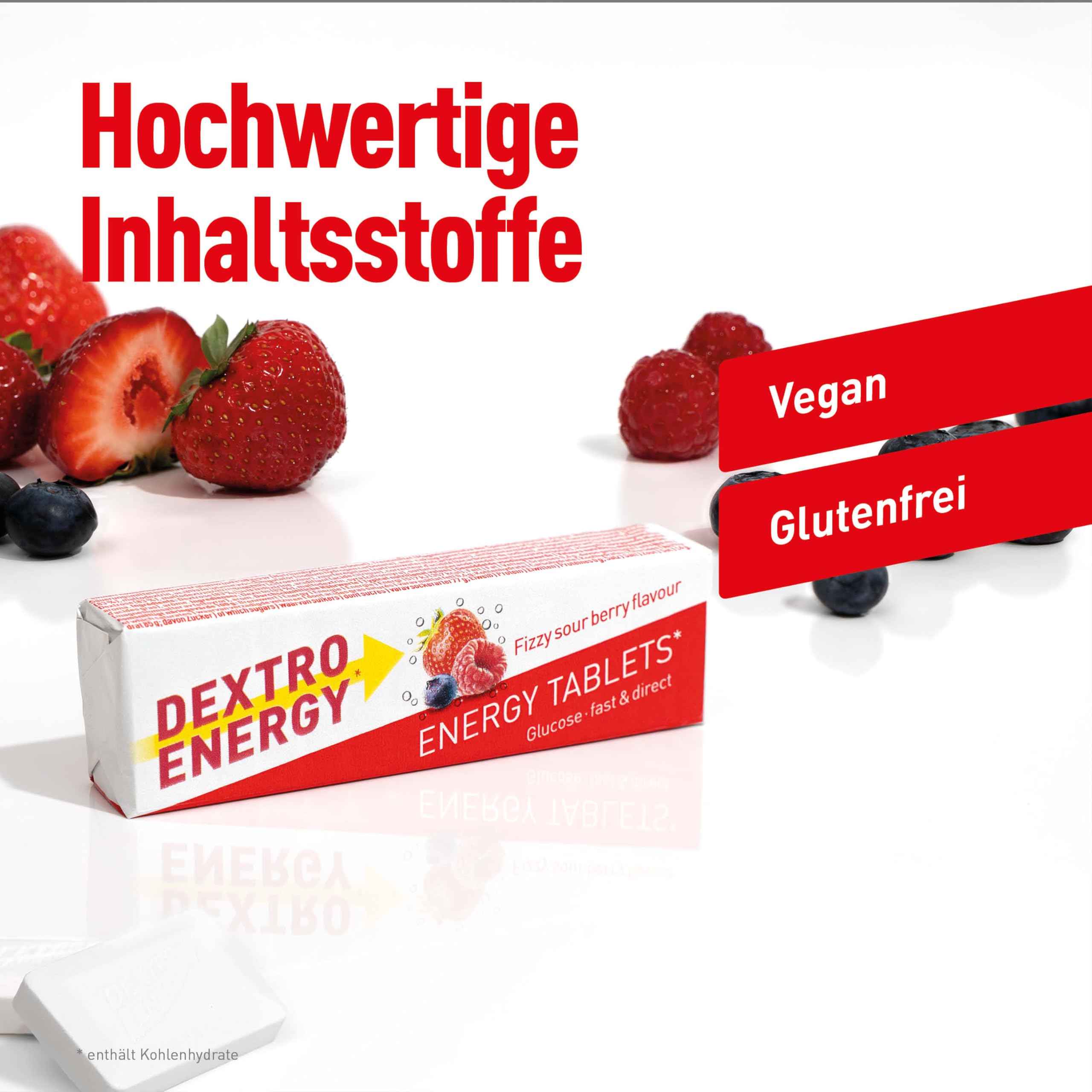 Dextro Energy Brause Sticks Fizzy Sour Berry, 24x46g (24er Pack), schnell verfügbare Kohlenhydrate in praktischer Verpackung