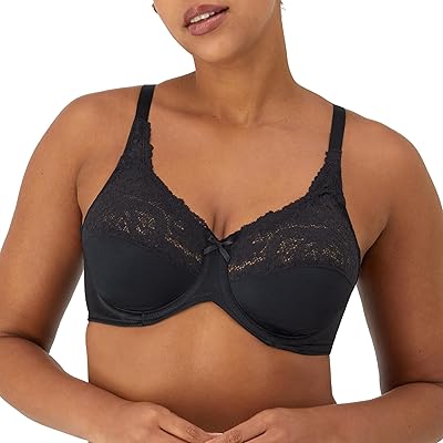 Bali Womens Lilyette Minimizer Underwire Bra with Lace Trim, Microfiber Full Coverage Bra