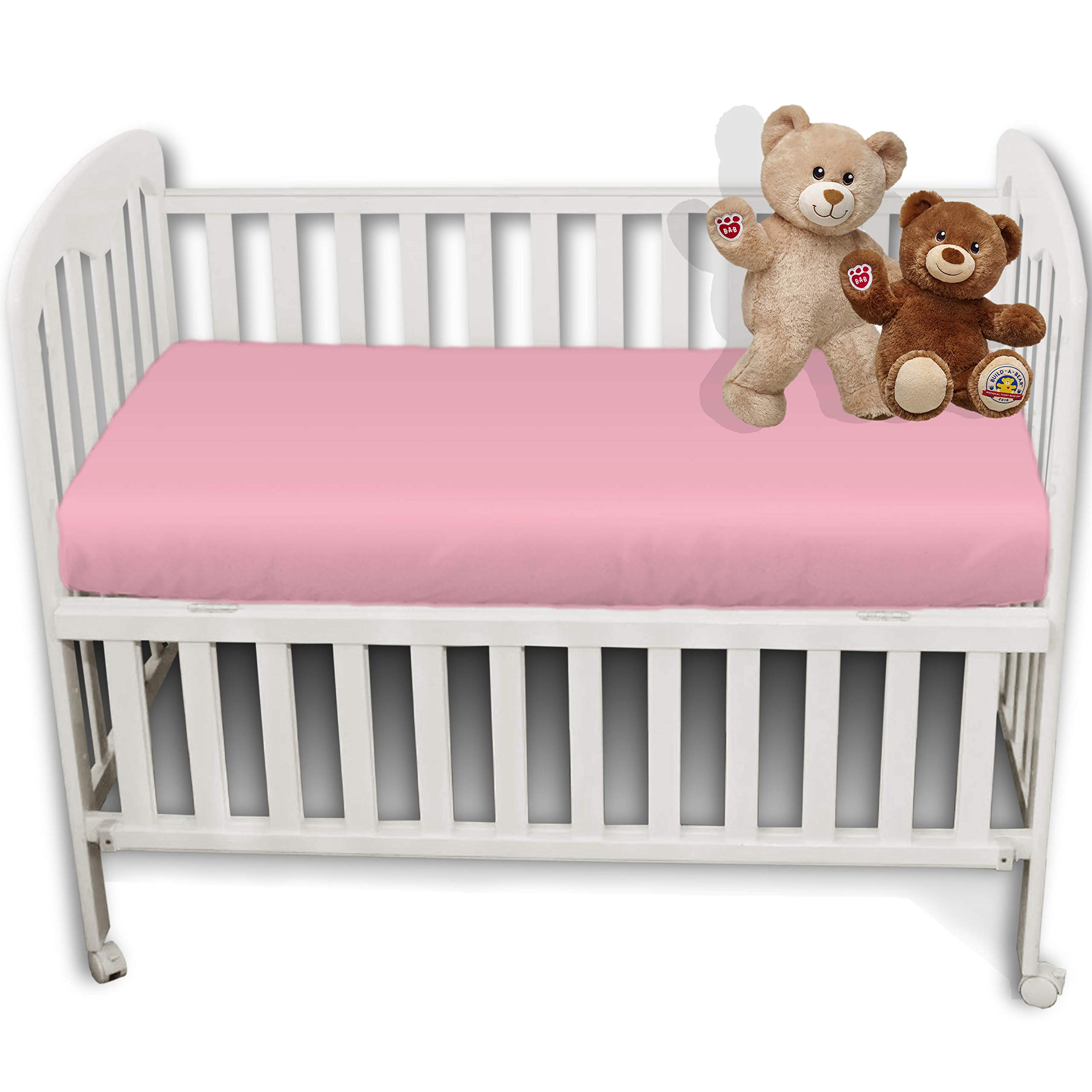 Nursery Baby Cot Fitted Sheet 60 x 120 cm – Ultra Soft & Breathable Crib Mattress Cover – Elasticated Snug Fit for Toddler & Junior Beds – Durable, Machine Washable (Pink)