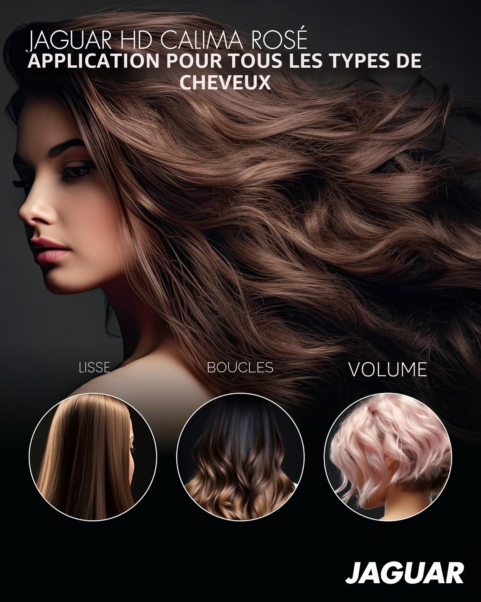 JAGUAR Sèche-cheveux HD Calima Rosé - Puissant sèche-cheveux professionnel avec bouton froid instantané et réglages individuels de chauffage et de soufflerie pour des styles uniques