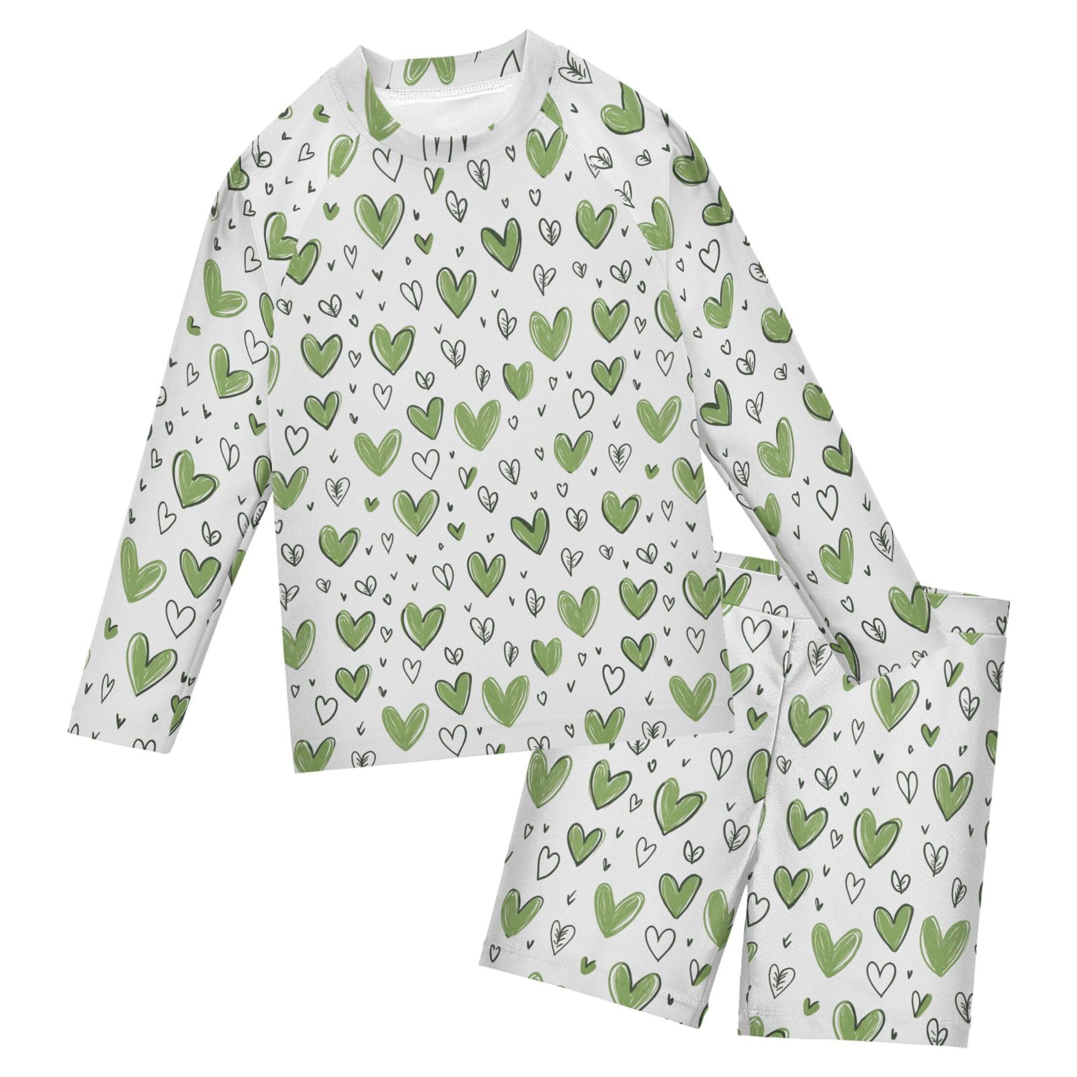 Heart Green Baby Boys' Toddler Long Sleeved Rashguard Swim Bathing Suit Set B0403842