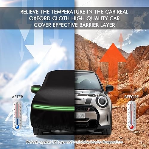 Miniatura 5 de Funda para automóvil Mini CooperCooper S 2002-2023 210D para exteriores, impermeable, protección UV, con capa de algodón, puerta con cremallera,