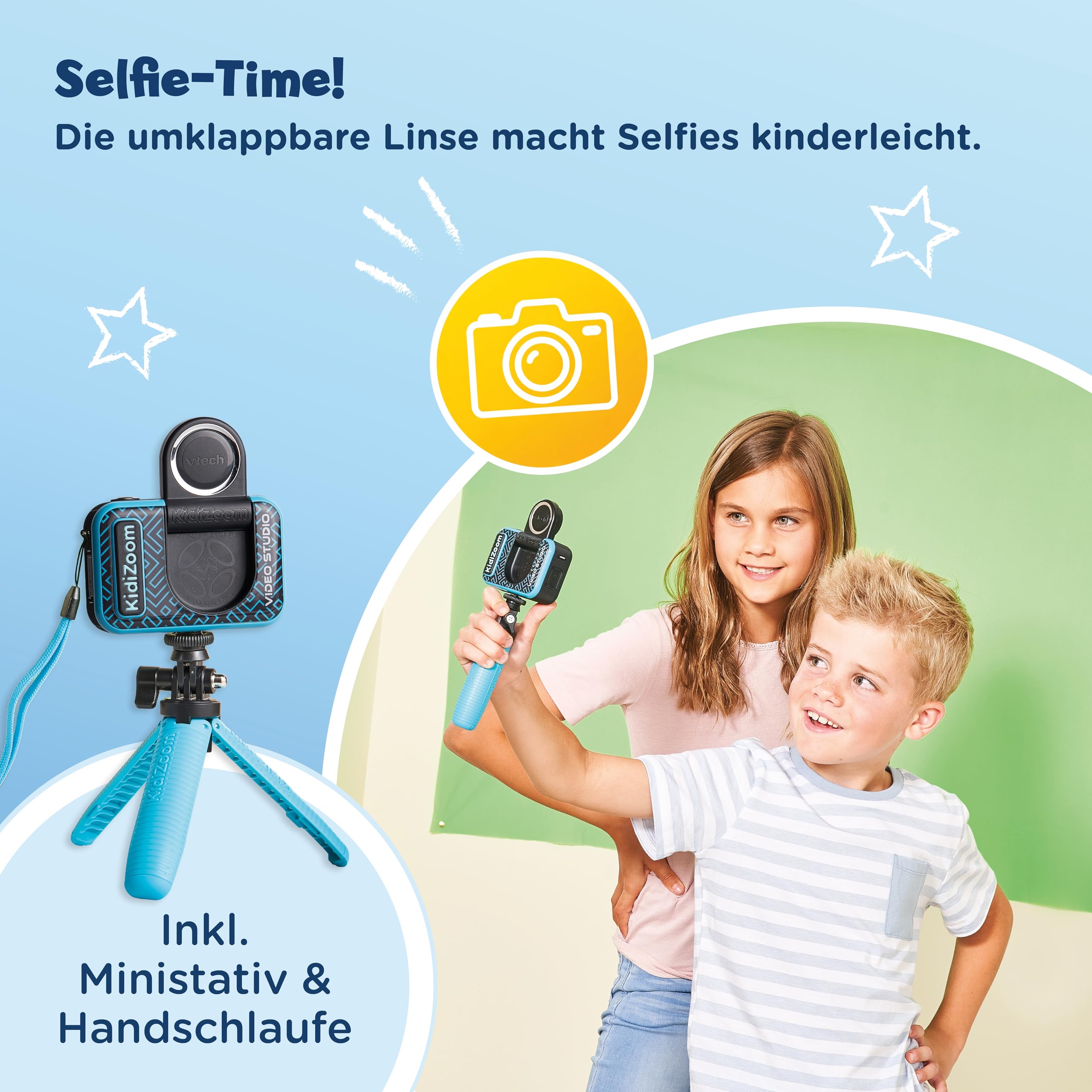 VTech Kidizoom Video Studio HD blau – Kinderkamera mit Greenscreen