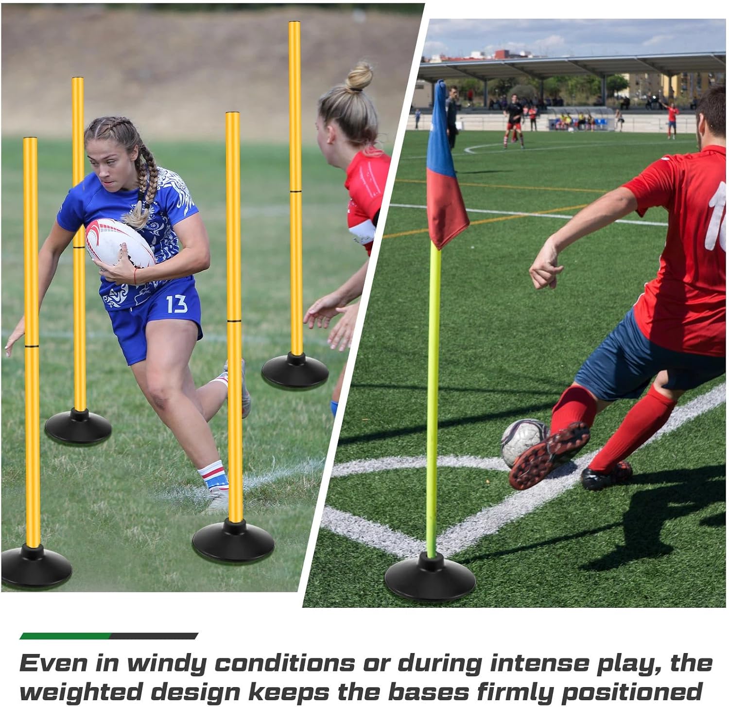 Landical Weighted Slalom Pole Rubber Bases for Soccer Agility Poles 2.2 lb Pole Base for Soccer Training Equipment Set Accessory Lacrosse Field Hockey Track Field