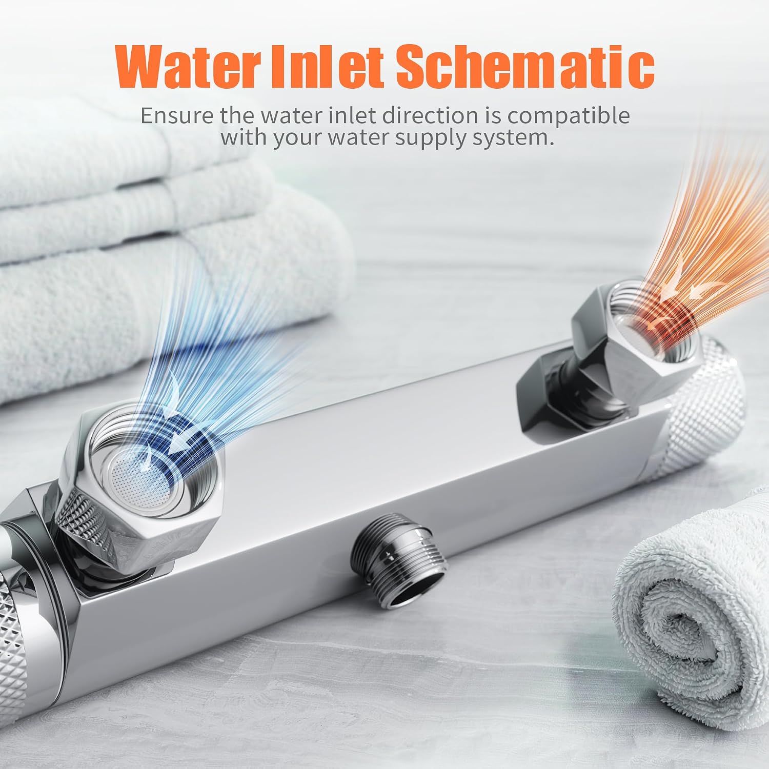 Thermostatic Shower Mixer,Shower Mixer Bar with Anti-Scald Control Valve,Exposed Thermostatic Shower Tap,Solid Brass,Chrome