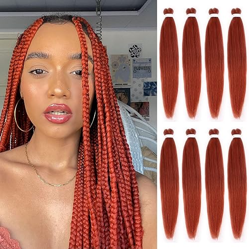 Miniatura 1 de Leeven Cabello trenzado preestirado de 30 pulgadas, 3 paquetes de extensiones de cabello trenzado ombré, trenzas de ganchillo de fibra sintética