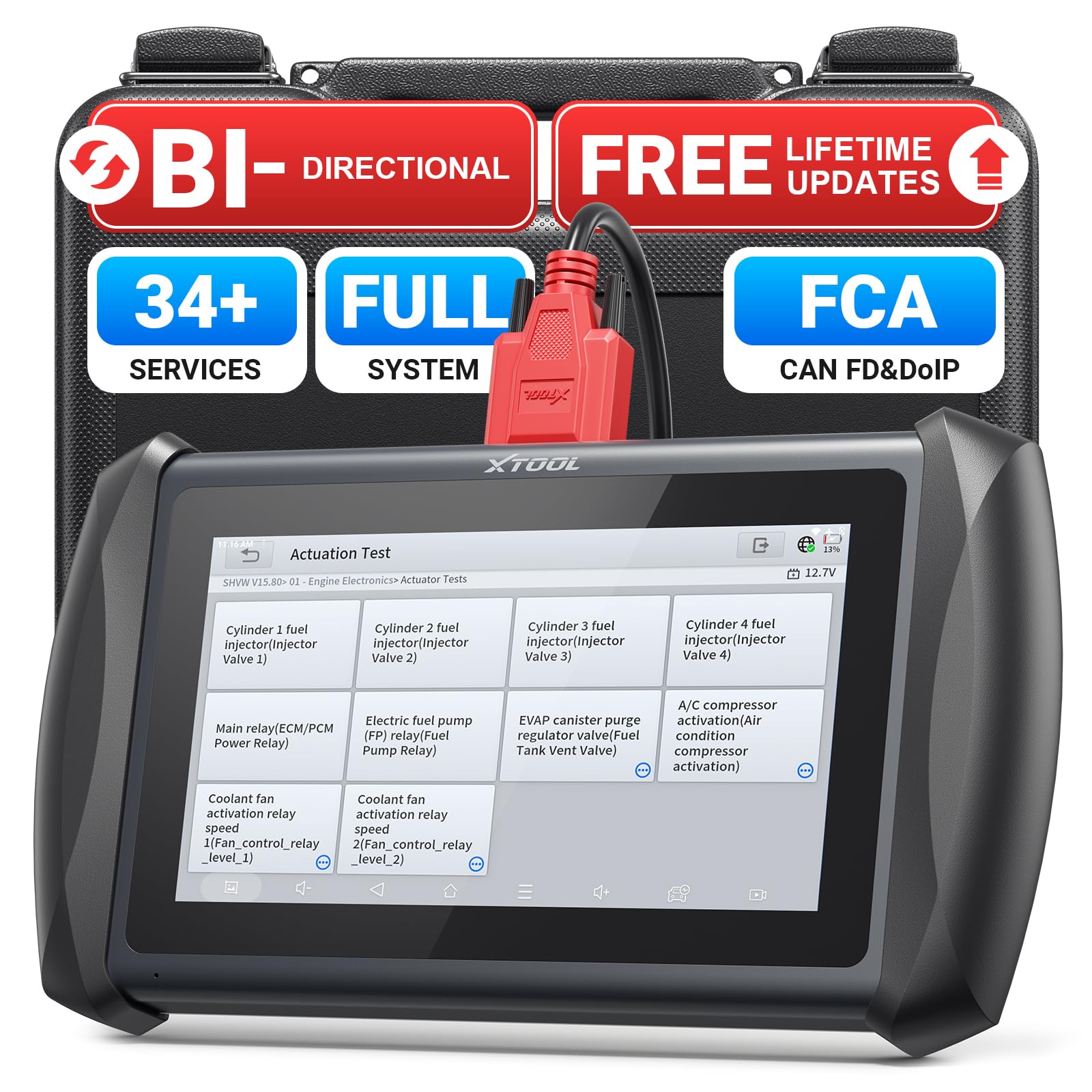 IP616 V2.0 Bidirectional Scan Tool, Full System OBD2 Scanner Diagnostic Tool with 34+ Reset Services, Lifetime Free Updates, Active Test, CAN FD & DoIP, FCA AutoAuth, Android 10