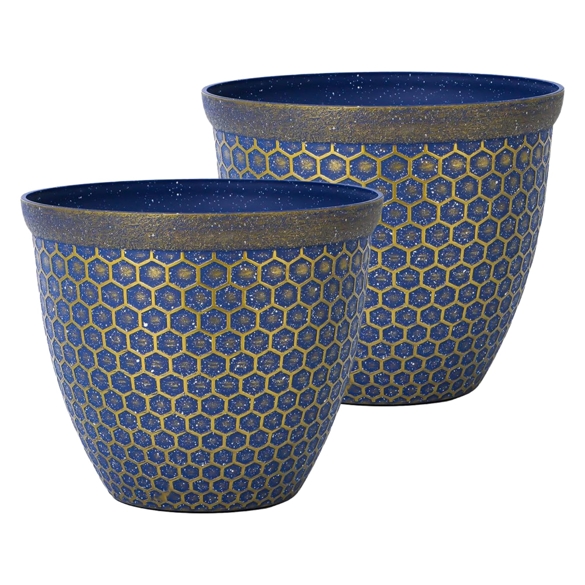 SG Traders Plant Pots Outdoor - Modern Honeycomb Decorative Lightweight Plastic Planter with Stone Finish, Durable & Weather-Resistant for Home, Garden, Balcony & Outdoor Use, Large Floor Planter