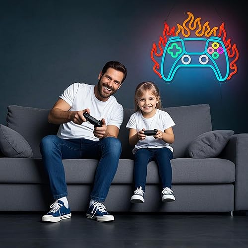 Miniatura 6 de Letrero de neón para jugador, letrero LED con mando de videojuegos, luz LED para decoración de habitación de jugadores, letreros de neón para