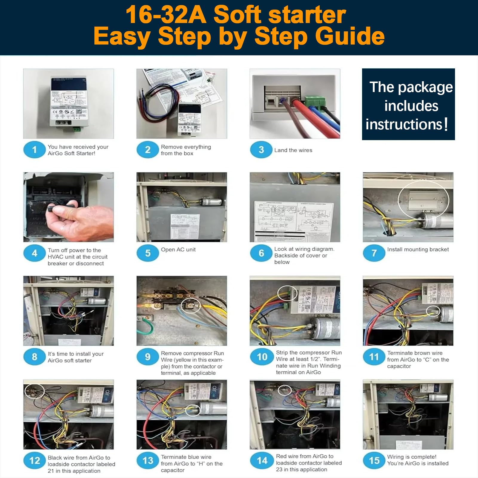 16-32A Soft Start Module per 4-7 tonnellate condizionatori d'aria HVAC residenziali, protezione inversa motore, kit di avviamento graduale AC sostituire per il sistema del generatore