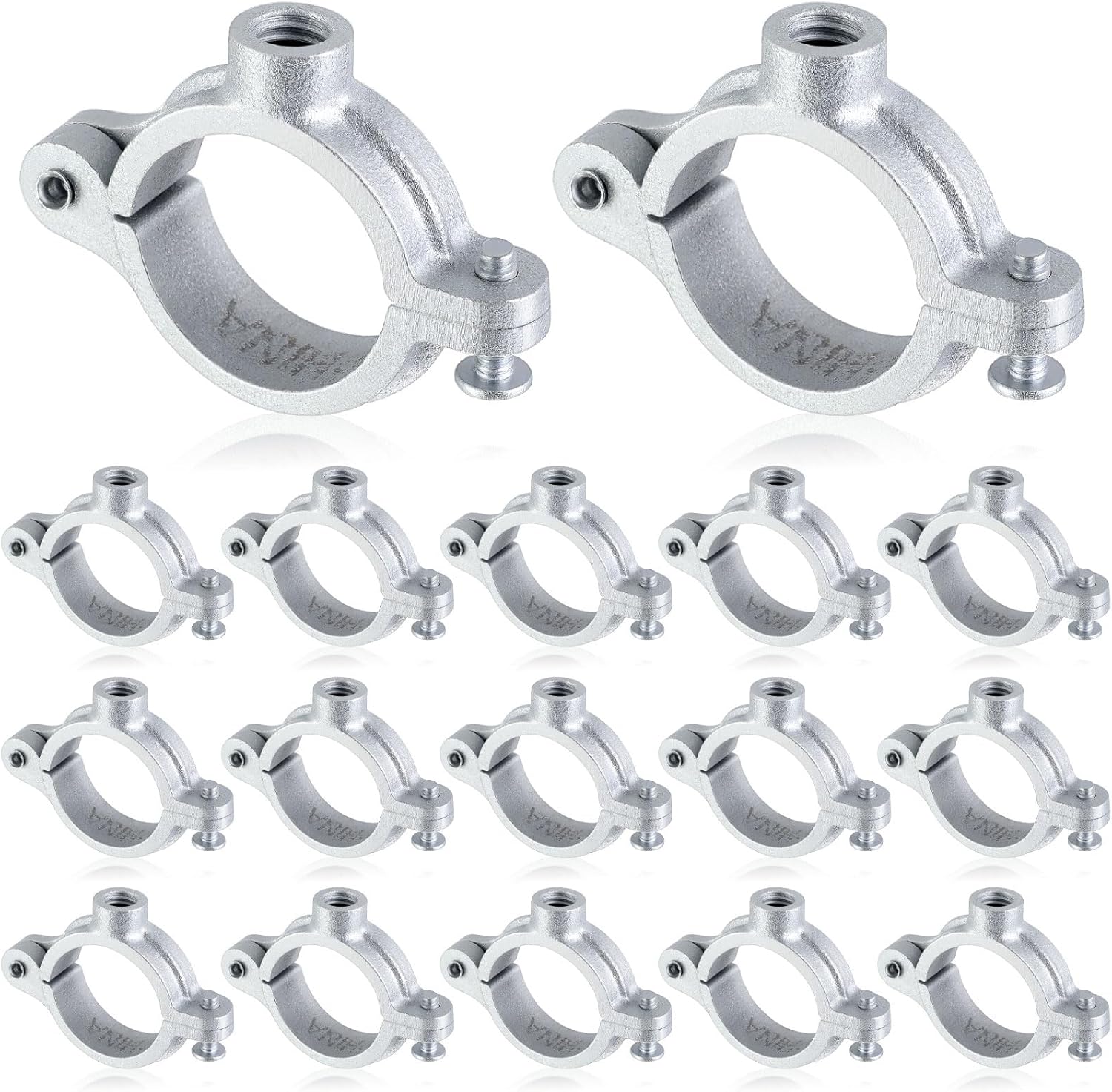 20 Pack 1" Galvanized Split Ring Pipe Hangers for 3/8" Threaded Rod - Plumbing HVAC Support, Wall Ceiling Mount, Industrial Decor Brackets