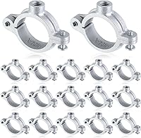 20 Pack 1" Galvanized Split Ring Pipe Hangers for 3/8" Threaded Rod - Plumbing HVAC Support, Wall Ceiling Mount, Industrial Decor Brackets