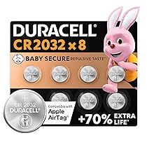 Duracell Batterie a moneta al litio 3V CR2032 (8 pz.) – Fino a +70% di durata – Tecnologia Baby Secure – Per Apple AirTag, chiavi auto, dispositivi domestici, sportivi e medici – A prova di bimbo