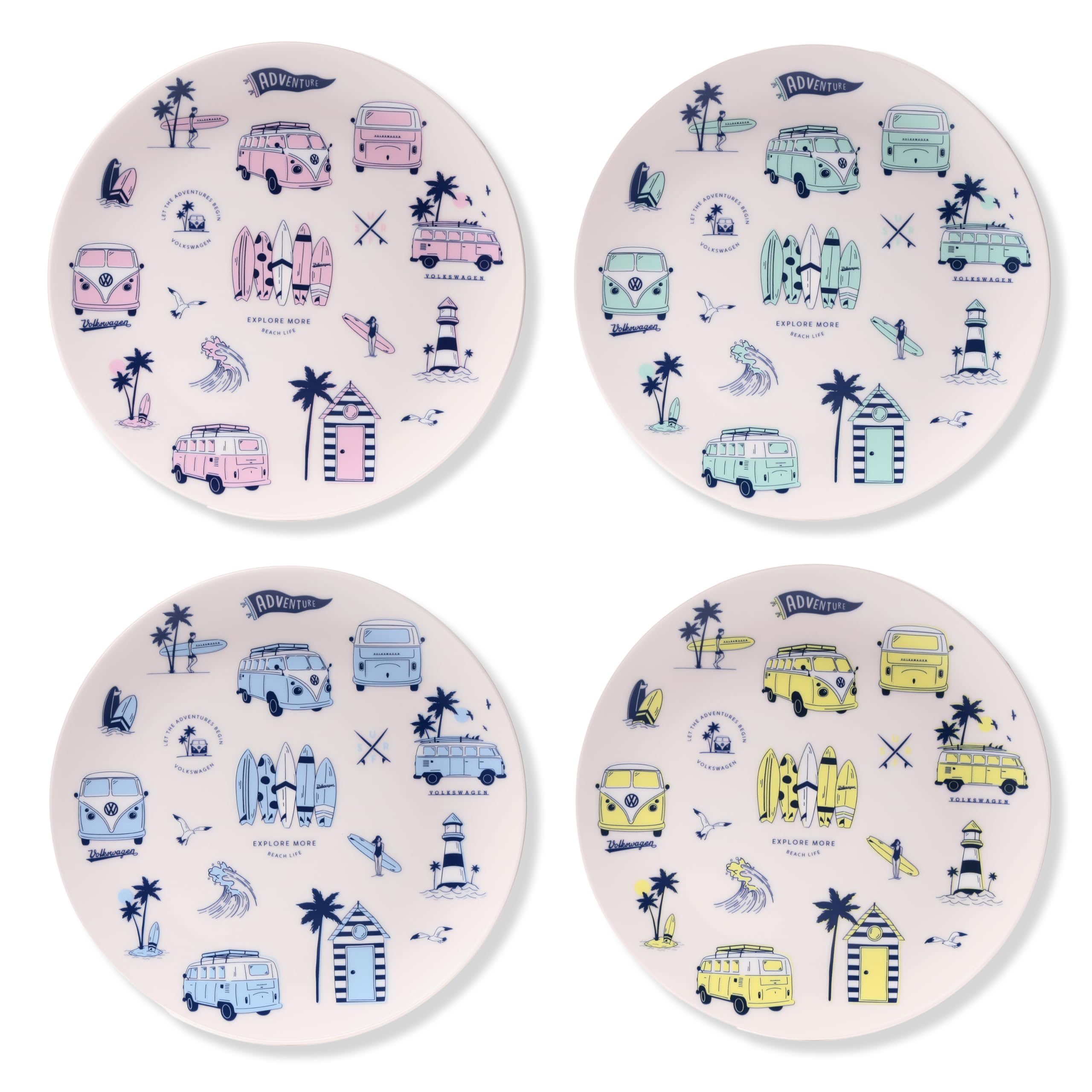 Puckator Set di 4 Piatti da Picnic in rPET Explore Volkswagen T1