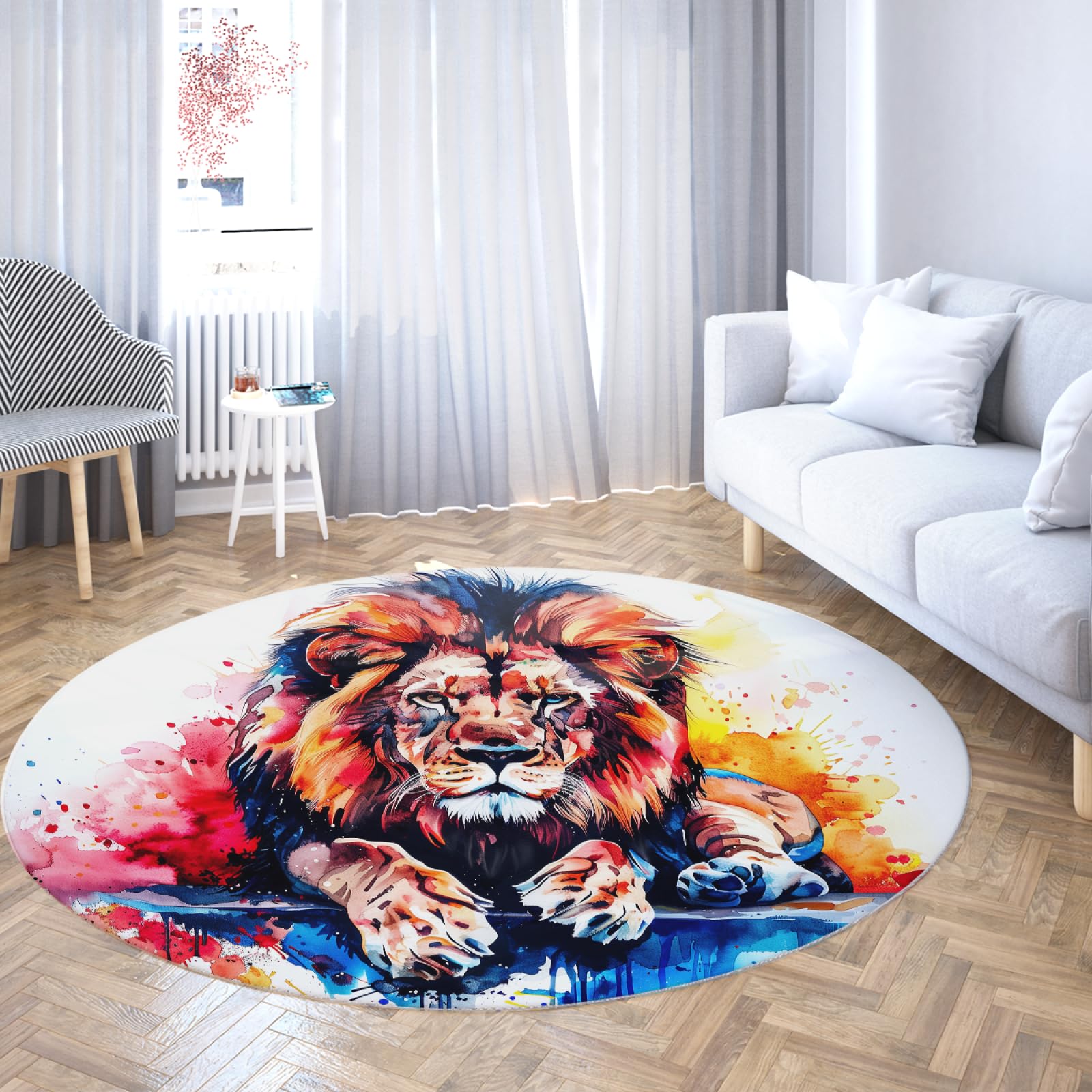 Tapis vibrant lion art déco antidérapant grand format 200cm