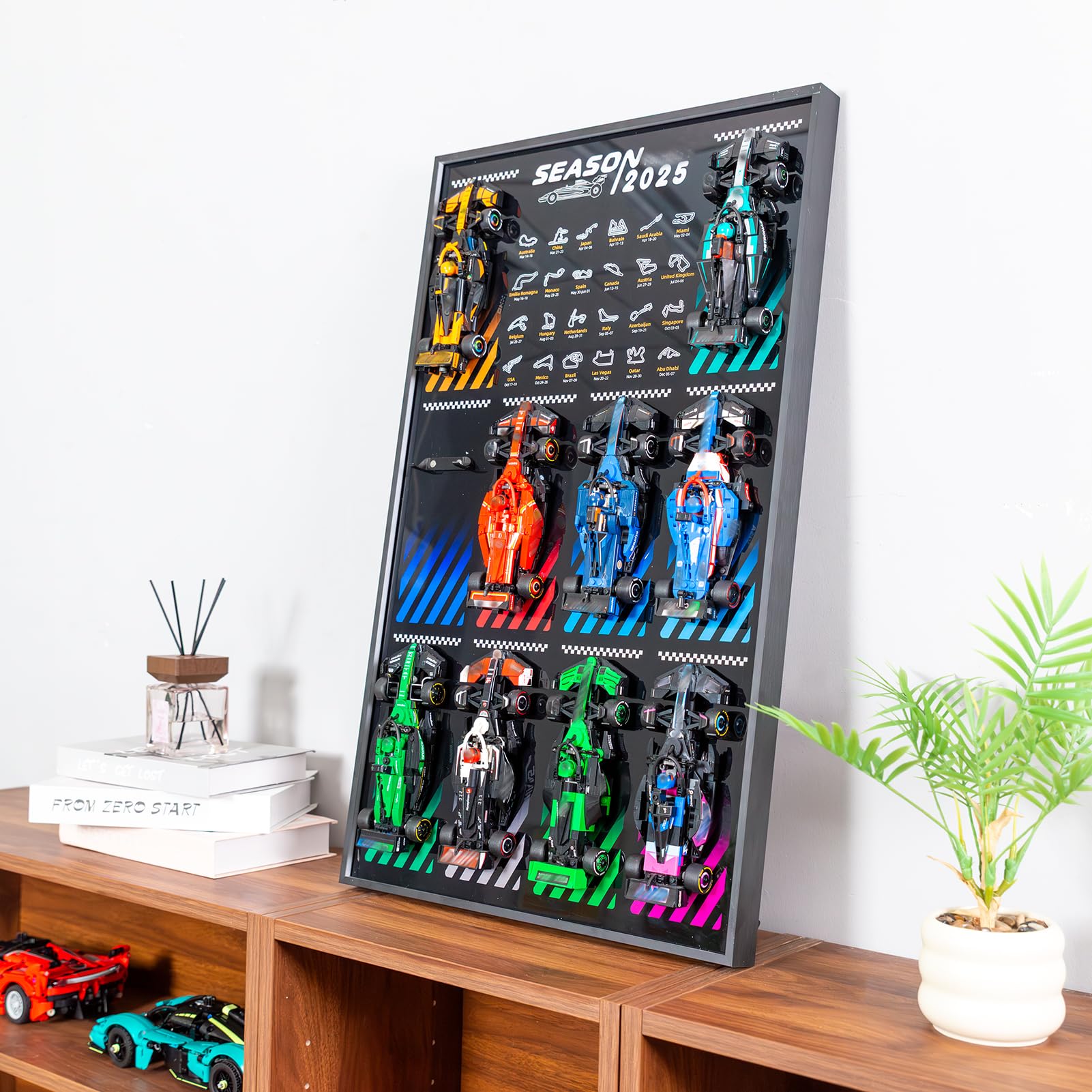 ICUANUTY Display Wallboard Compatible with Lego Speed Champions 10-in-1 F1 Car 77242,77243,77244,77245,77246,77247,77248,77249,77250,77251 Wall Mount Display Hook Frame(No Model) โ image 1