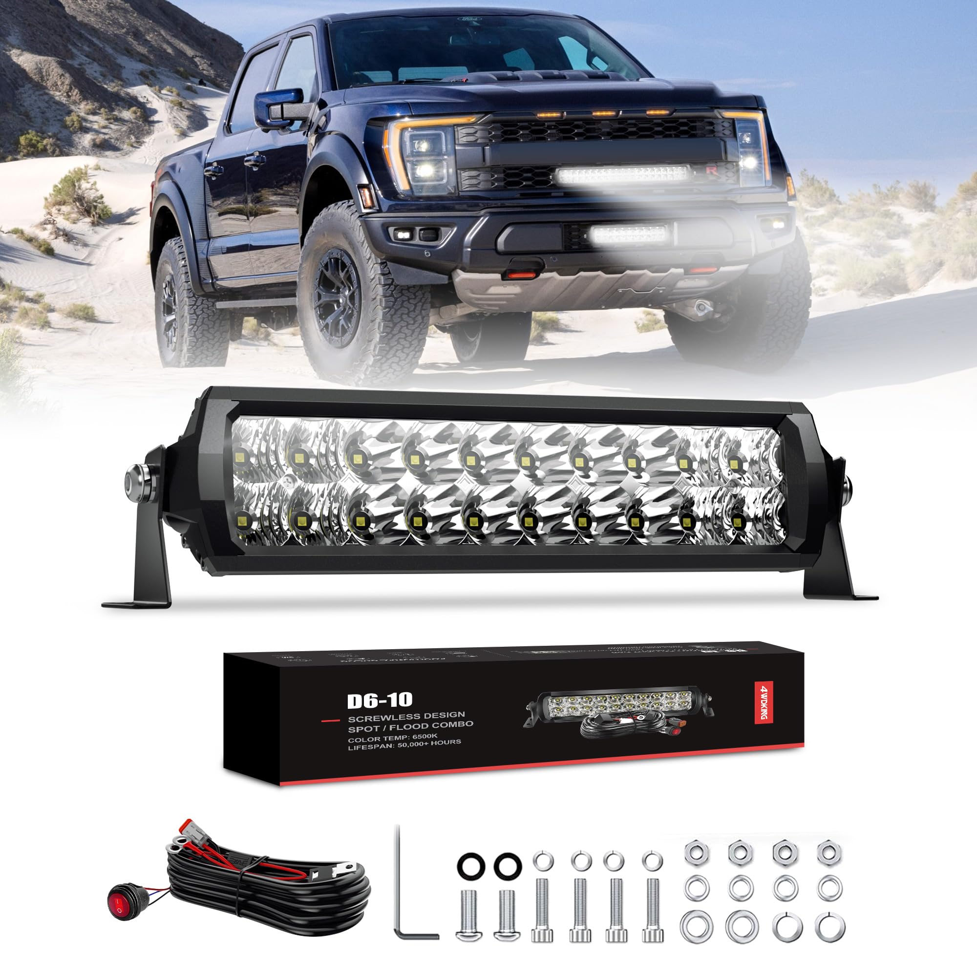 Photo 1 of 4WDKING 10 Inch LED Light Bar Dual Row with DT Combo Beam for Car Truck SUV