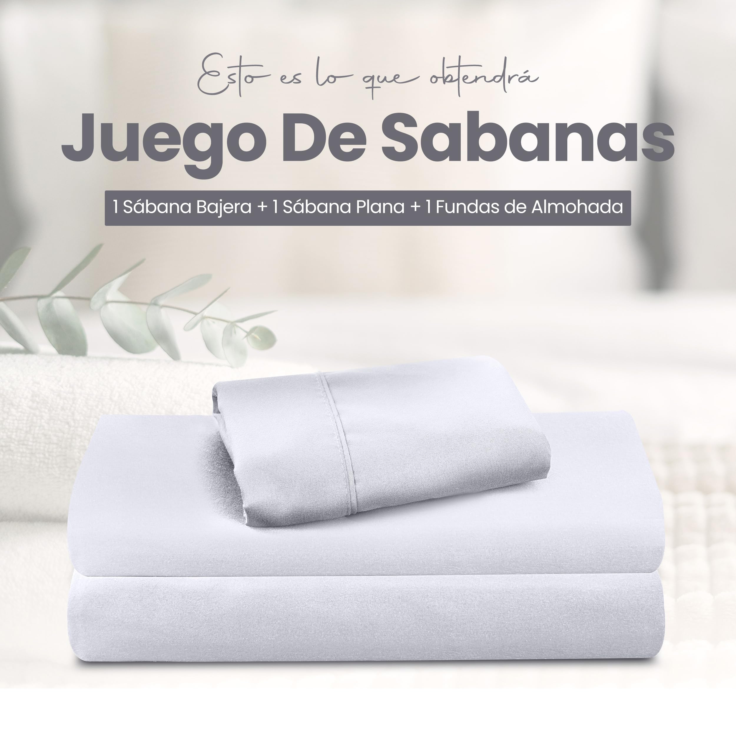 Utopia Bedding Juego de Sabanas 4 Piezas 135x190 - Poliéster Microfibra Cepillada - Oeko-Tex Certificado - Sábana Bajera, Sábana Plana y 2 Fundas de Almohada 50x75 (Cama 135, Gris) — view 87