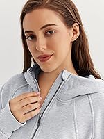 Vista 4 de WYNNQUE Sudadera corta con capucha para mujer, manga larga, forro polar, media cremallera, ropa de otoño